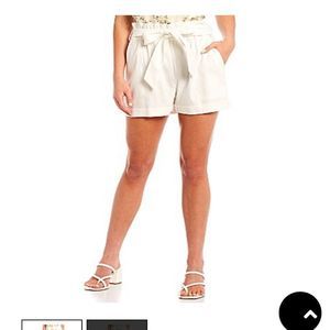 Antonio Melani Daphne Paperbag Waist Stretch Linen Tie Belt Shorts White 6 NWT